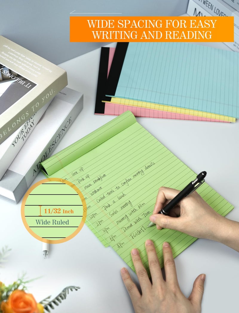 Zaviko Note Pads 8.5 x 11 Colored Legal Pads 8.5 x 11 Note Paper, 6 Pack Paper Pads 8.5 x 11 Notepad, Colored Legal Notepads 8 1/2 x 11 Writing Pads, Pink Notebook Paper 8.5 x 11, Wide Ruled, 30 Sheets/Pad - Image 5